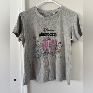 EUC Uniqlo x Disney Aristocats Heather Gray Graphic Tee